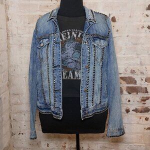 American Eagle Studded Distressed Denim Jacket